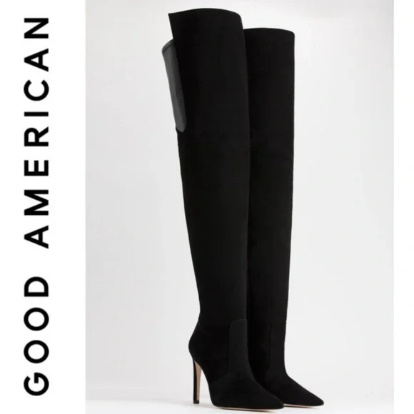 Good American 🖤 The Emma Boot | Suede Black | Size 5 | NEW - Picture 1 of 12
